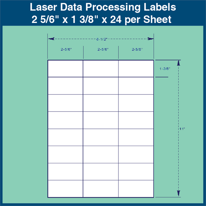 Laser Data Processing Labels - 2 5/6" x 1 3/8" x 24 per Sheet (1,000 Sheets)