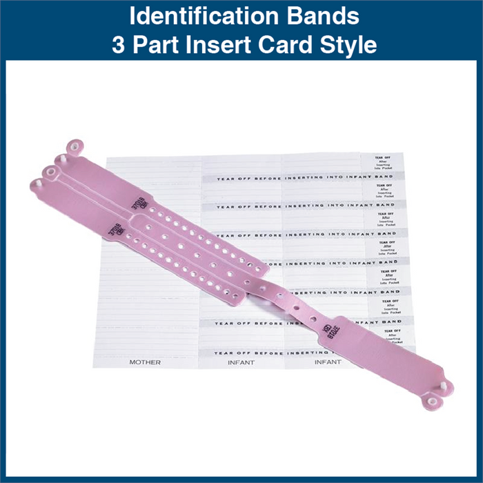 Identification Bands - 3 Part Insert Card Style (100 Bands)
