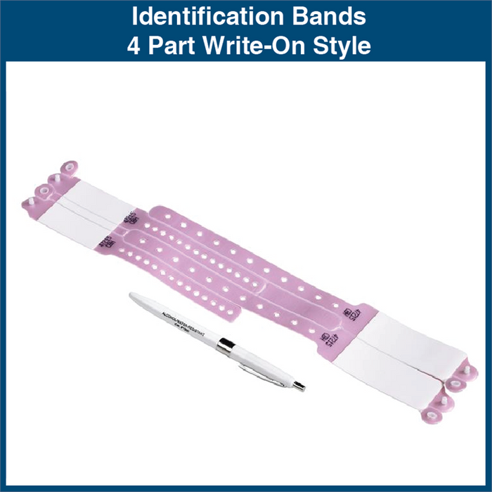 Identification Bands - 4 Part Write-On Style (100 Bands)