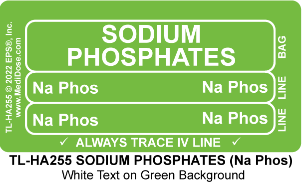 Line Tracing Label - SODIUM PHOSPHATES (Na Phos) - TL-HA255 (1,000 Labels)
