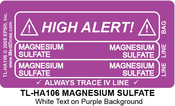 Line Tracing Label - MAGNESIUM SULFATE - TL-HA106 (1,000 Labels)