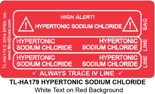 Line Tracing Label - HYPERTONIC SODIUM CHLORIDE - TL-HA179 (1,000 Labels)