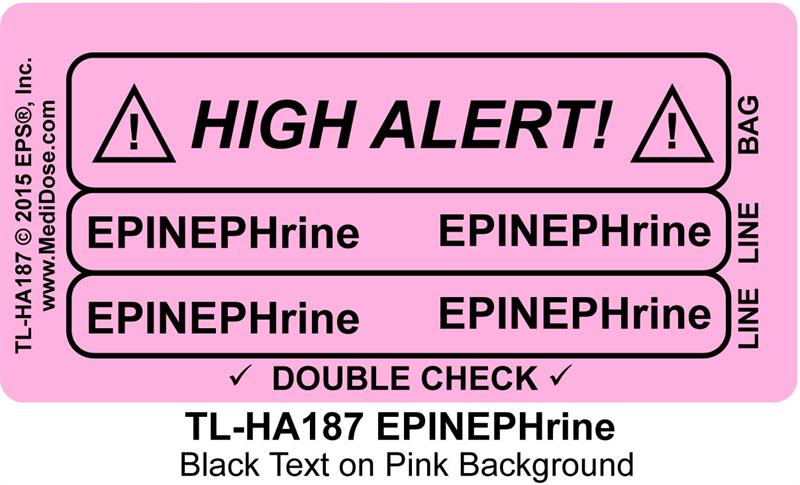 Line Tracing Label - EPINEPHrine - TL-HA187 (1,000 Labels)