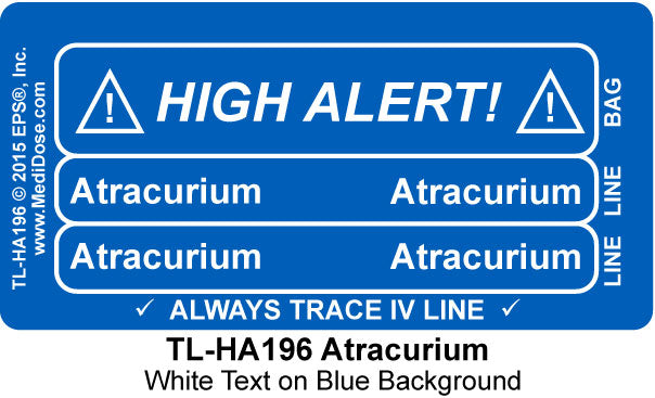 Line Tracing Label - Atracurium - TL-HA196 (1,000 Labels)