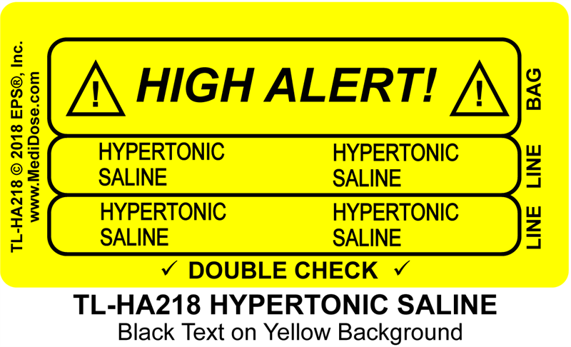 Line Tracing Label - HYPERTONIC SALINE - TL-HA218 (1,000 Labels)