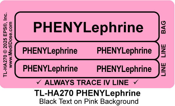 Line Tracing Label - PHENYLephrine - TL- HA270 (1,000 Labels)