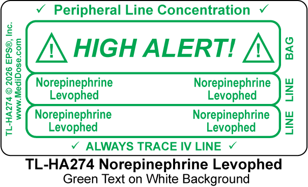 Line Tracing Label - Norephinephrine Levophed - TL-HA274 (1,000 Labels)