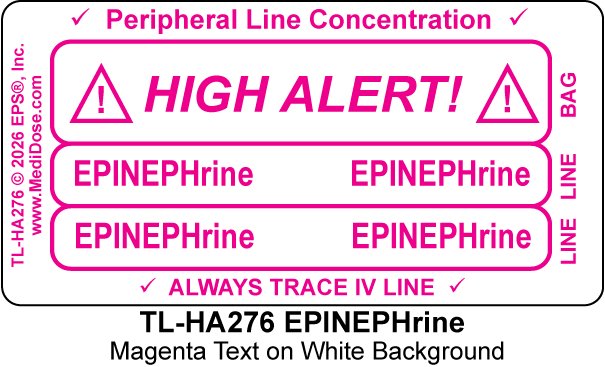 Line Tracing Label - EPINEPHrine - TL-HA276 (1,000 Labels)