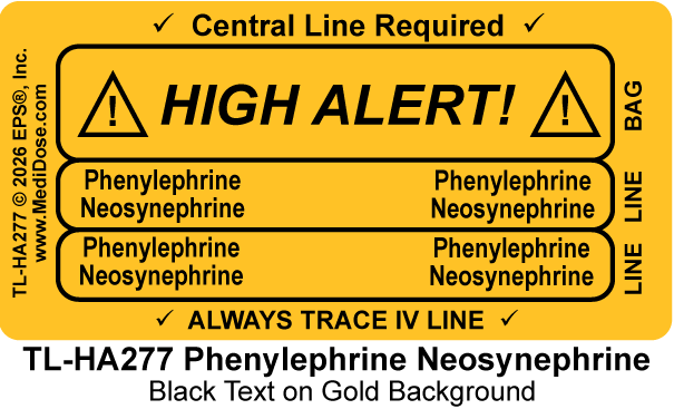 Line Tracing Label - Phenylephrine Neosynephrine - TL-HA277 (1,000 Labels)