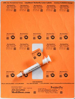 LiquiDose Butterfly Labels - Laser - LD6200-O (100 Sheets = 1,000 Doses)