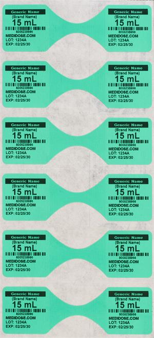 LiquiDose Butterfly Labels - Thermal - Green LD6000 (1,000 Strips = 1,000 Doses)