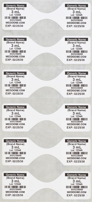 LiquiDose Butterfly Labels - Thermal - White LD6000 (1,000 Strips = 1,000 Doses)
