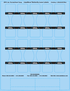 LiquiDose Butterfly Labels - Laser - LD6300-B (100 Sheets = 1,000 Doses)