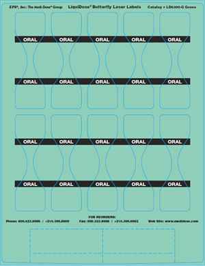 LiquiDose Butterfly Labels - Laser - LD6300-G (100 Sheets = 1,000 Doses)