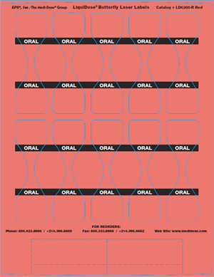 LiquiDose Butterfly Labels - Laser - LD6300-R (100 Sheets = 1,000 Doses)