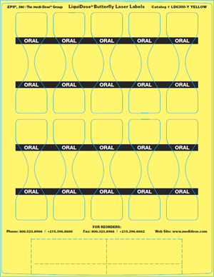LiquiDose Butterfly Labels - Laser - LD6300-Y (100 Sheets = 1,000 Doses)