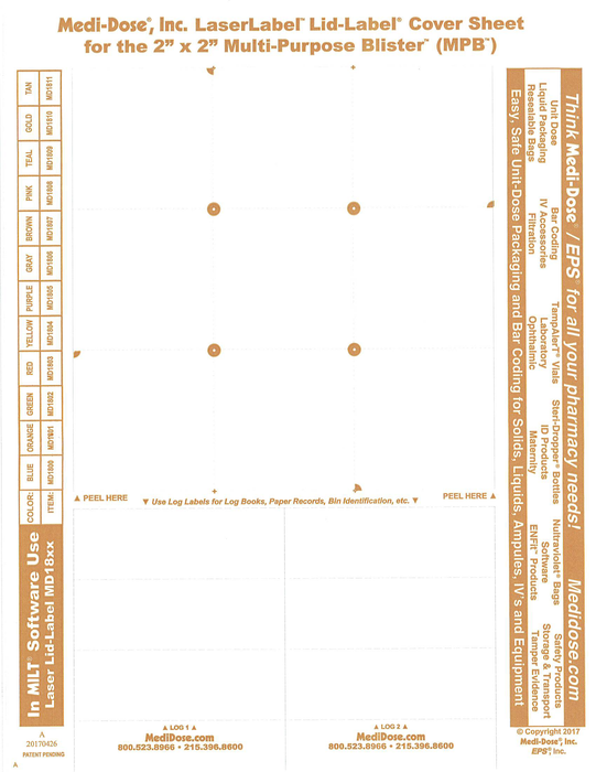 LaserLabel Lid-Label Cover Sheet MPB (900 Doses)