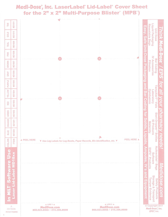 LaserLabel Lid-Label Cover Sheet MPB (900 Doses)
