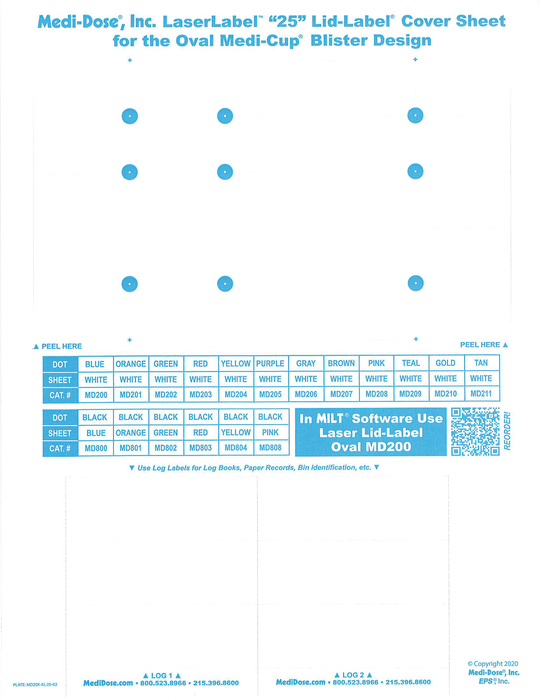 LaserLabel Lid-Label Cover Sheet Oval (1,000 Doses)