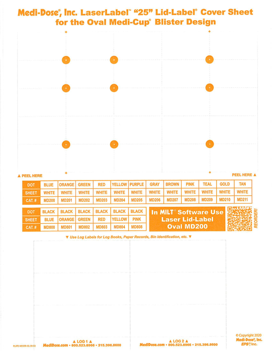 LaserLabel Lid-Label Cover Sheet Oval (1,000 Doses)