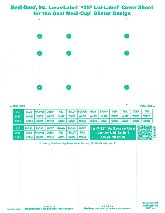 LaserLabel Lid-Label Cover Sheet Oval (1,000 Doses)