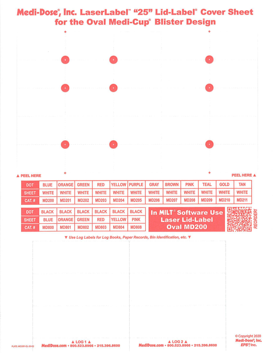 LaserLabel Lid-Label Cover Sheet Oval (1,000 Doses)