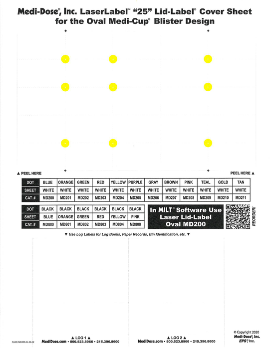 LaserLabel Lid-Label Cover Sheet Oval (1,000 Doses)