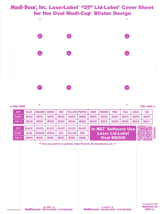 LaserLabel Lid-Label Cover Sheet Oval (1,000 Doses)