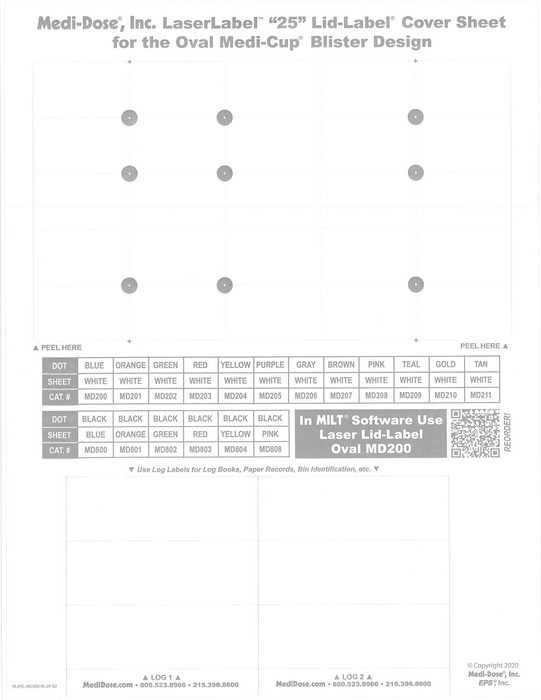 LaserLabel Lid-Label Cover Sheet Oval (1,000 Doses)