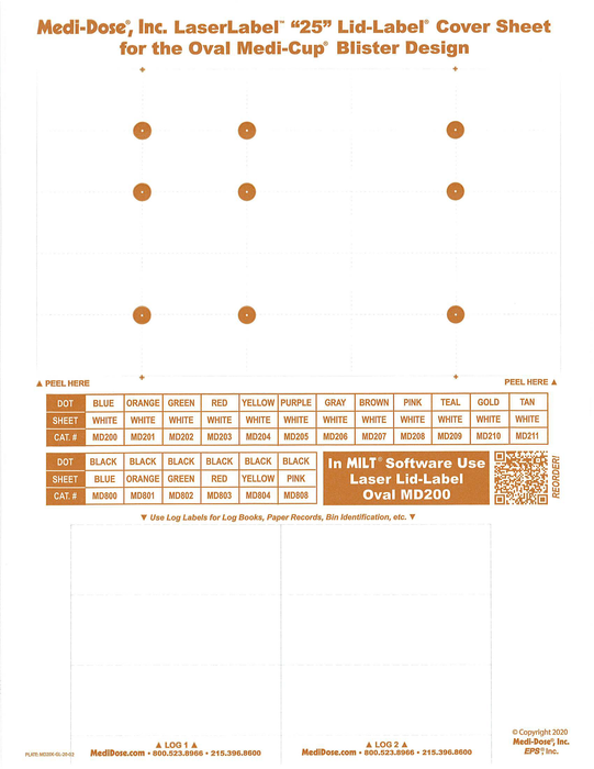 LaserLabel Lid-Label Cover Sheet Oval (1,000 Doses)