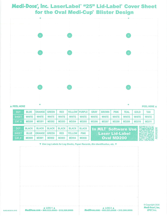 LaserLabel Lid-Label Cover Sheet Oval (1,000 Doses)