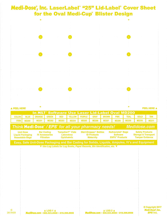 LaserLabel Lid-Label Cover Sheet Oval (1,000 Doses)