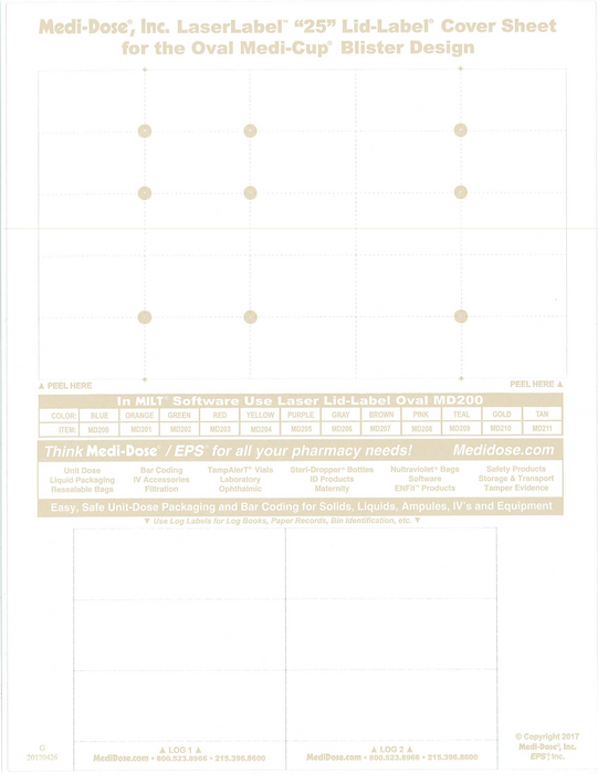 LaserLabel Lid-Label Cover Sheet Oval (1,000 Doses)
