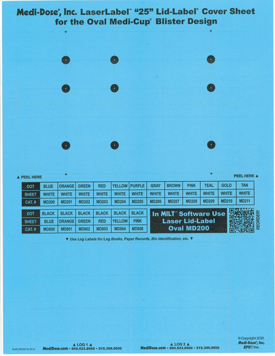 LaserLabel Lid-Label Cover Sheet Oval (1,000 Doses)