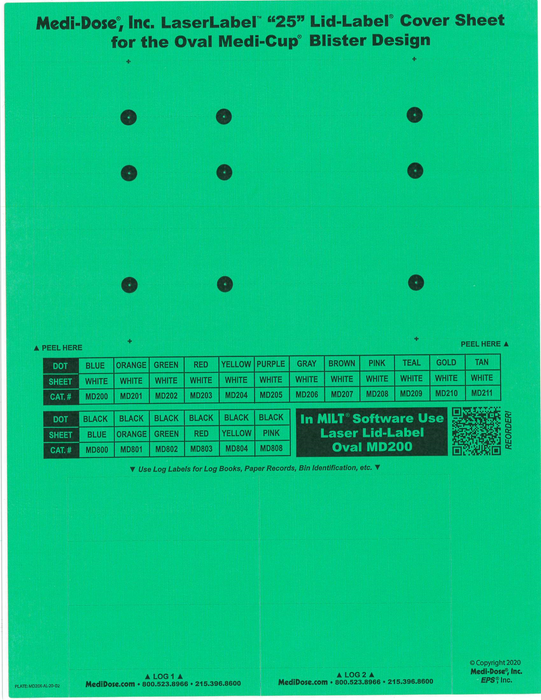LaserLabel Lid-Label Cover Sheet Oval (1,000 Doses)