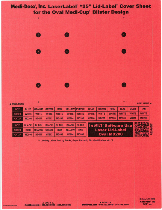 LaserLabel Lid-Label Cover Sheet Oval (1,000 Doses)