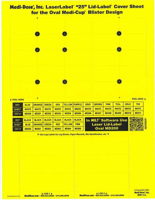 LaserLabel Lid-Label Cover Sheet Oval (1,000 Doses)