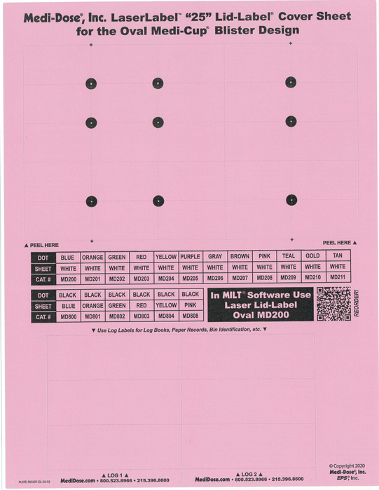 LaserLabel Lid-Label Cover Sheet Oval (1,000 Doses)