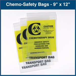 Chemo-Safety Bags - 9" x 12" for Transport (100 Bags)