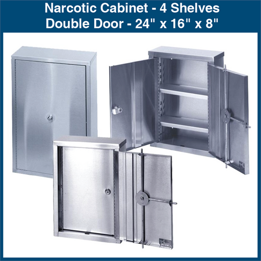 Narcotic Cabinet - 4 Shelves - Double Door - 24" x 16" x 8" (1 Cabinet)