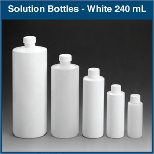 Solution Bottles - 240 ml - 8 oz White (72 Bottles)