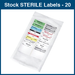 Stock STERILE Labels - 20 Labels per Pouch (100 Pouches)