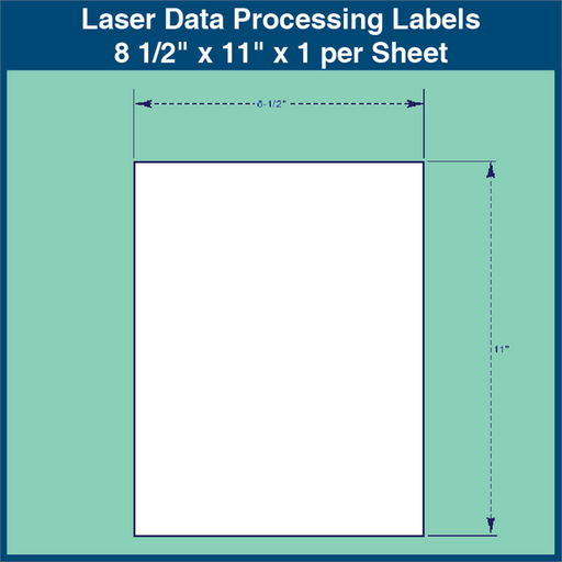 Laser Data Processing Labels - 8 1/2" x 11" x 1 per Sheet (1,000 Sheets)