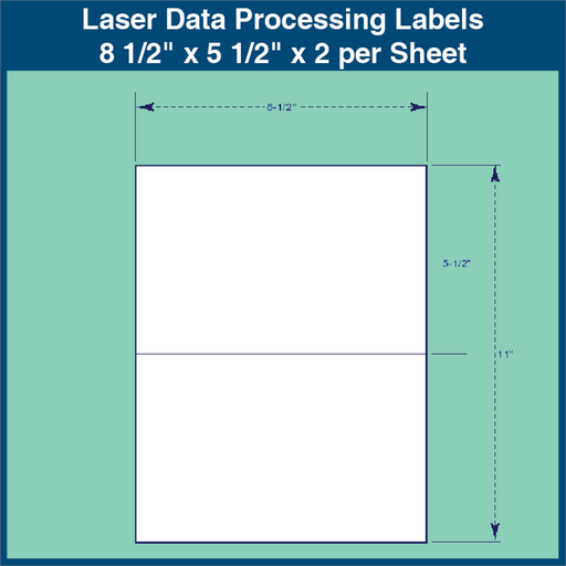Laser Data Processing Labels - 8 1/2" x 5 1/2" x 2 per Sheet (1,000 Sheets)