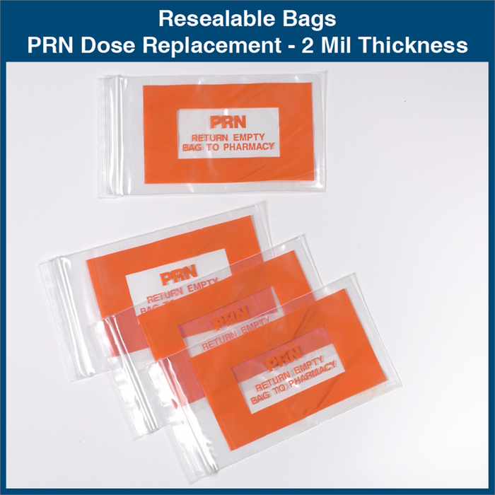 Resealable Bags - PRN Dose Replacement - 2 Mil Thickness (1,000 Bags)