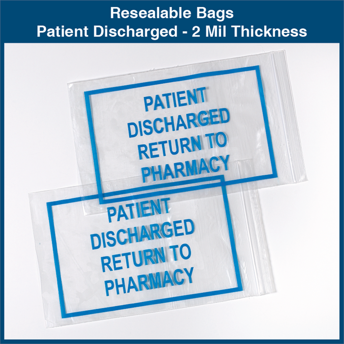 Resealable Bags - Patient Discharged - Thickness 2 Mil (1,000 Bags)