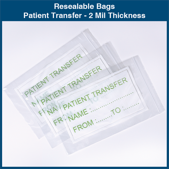 Resealable Bags - Patient Transfer - 2 Mil Thickness (1,000 Bags)