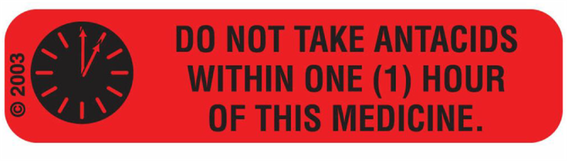 Auxiliary Label - DO NOT TAKE ANTACIDS WITHIN ONE (1) HOUR OF THIS MEDICINE. (1,000 Labels)