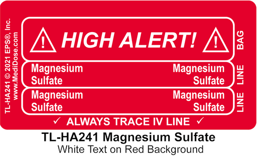 Line Tracing Label - Magnesium Sulfate- TL-HA241 (1,000 Labels)