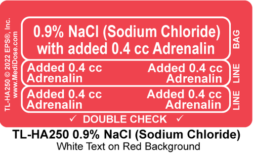 Line Tracing Label - 0.9% NaCl (Sodium Chloride) - TL-HA250 (1,000 Labels)